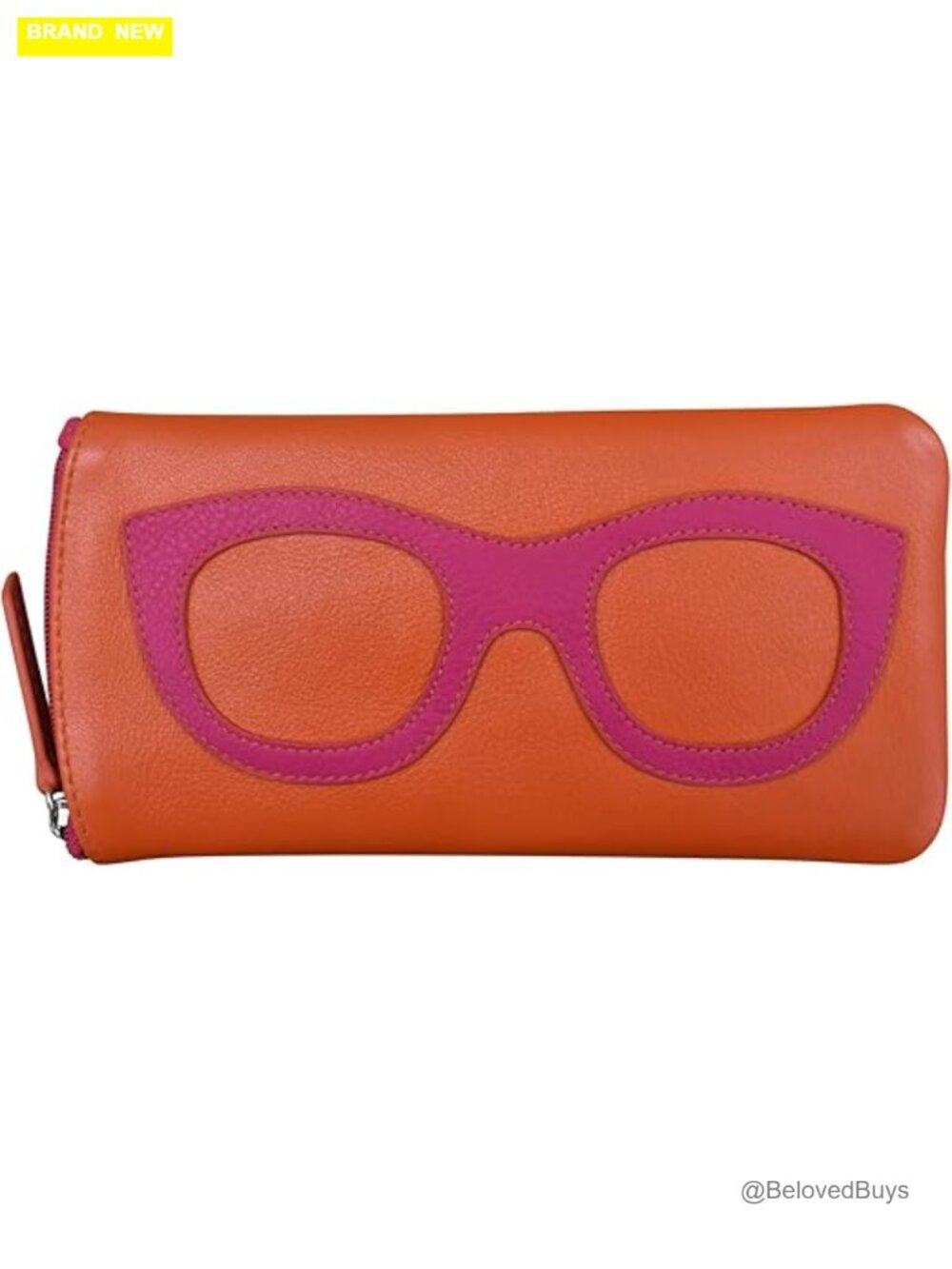 Smooth Leather Soft Eyeglass Case with RFID Blocking Lining Zip Closure